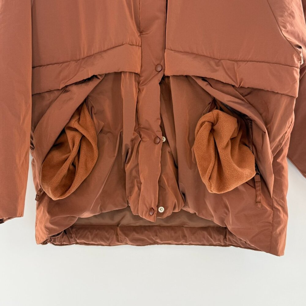 Moussy Puffer Jacket Detachable Hood Insulated Terracotta Free/ One Size - Picture 7 of 15